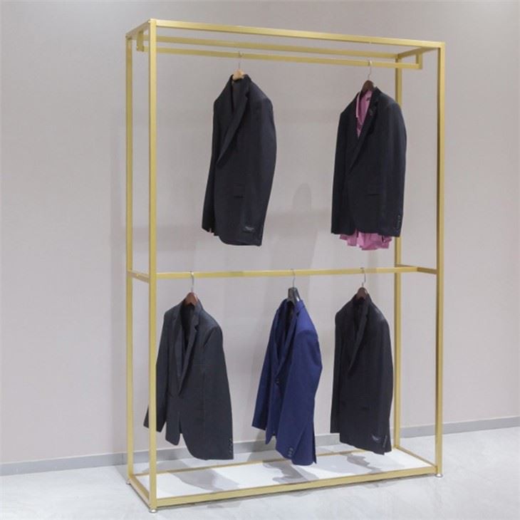 Golden Clothing Store Display Stand Metal Cloth Display Gold Clothing Rack